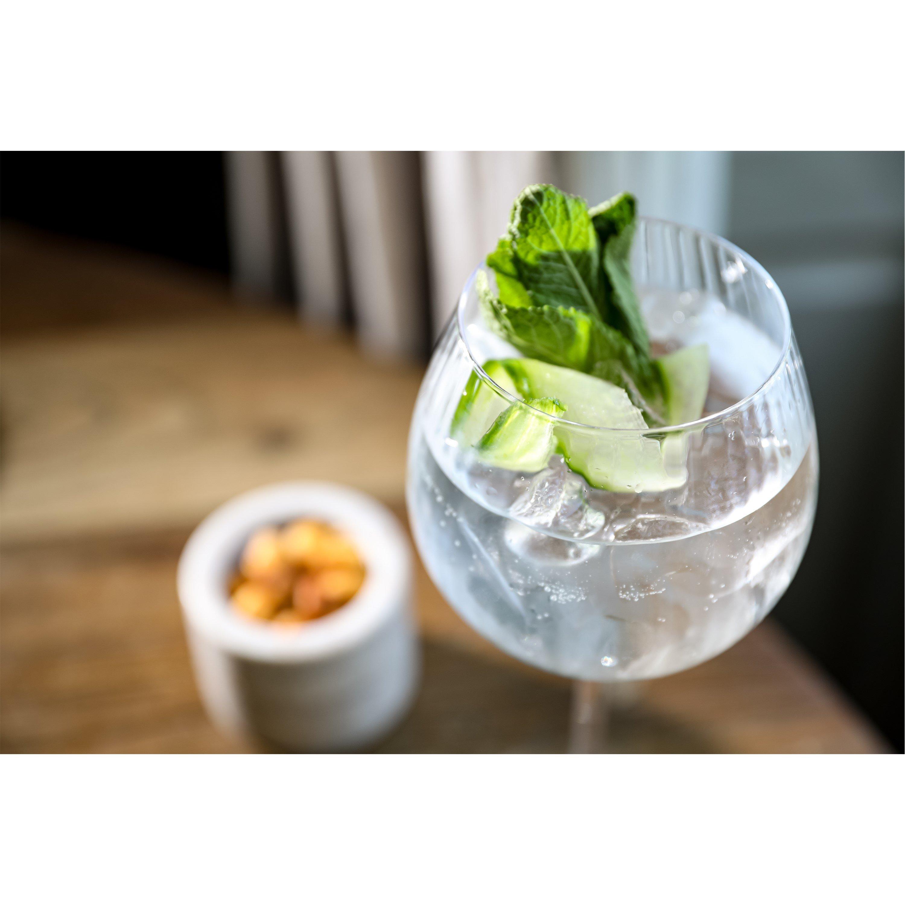 Clear - BarCraft - BarCraft Set of 2 Handmade Ribbed Gin Glasses - 4