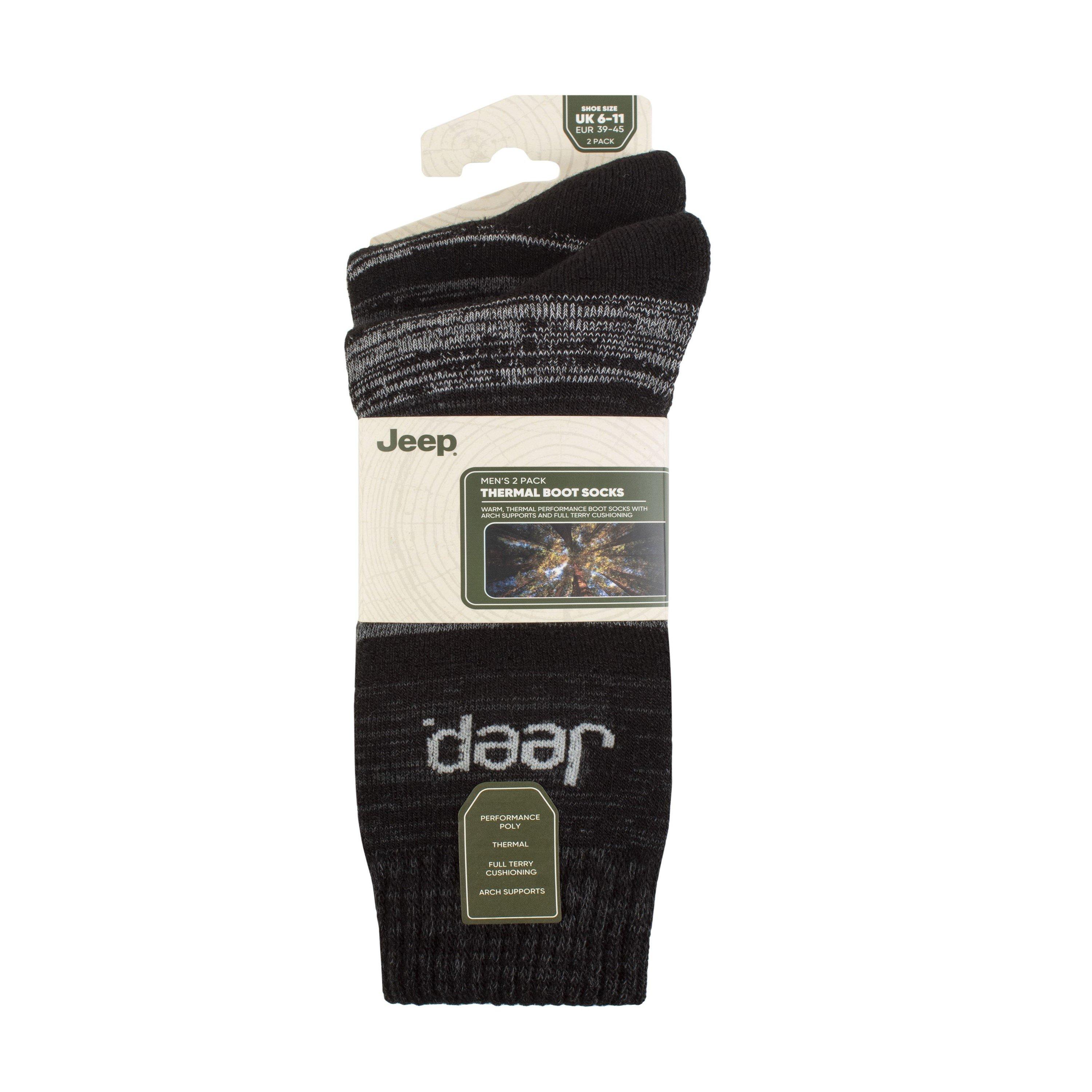 Preto/Carvão - Jeep - 2 Pack Thermal Boot Socks Mens - 2