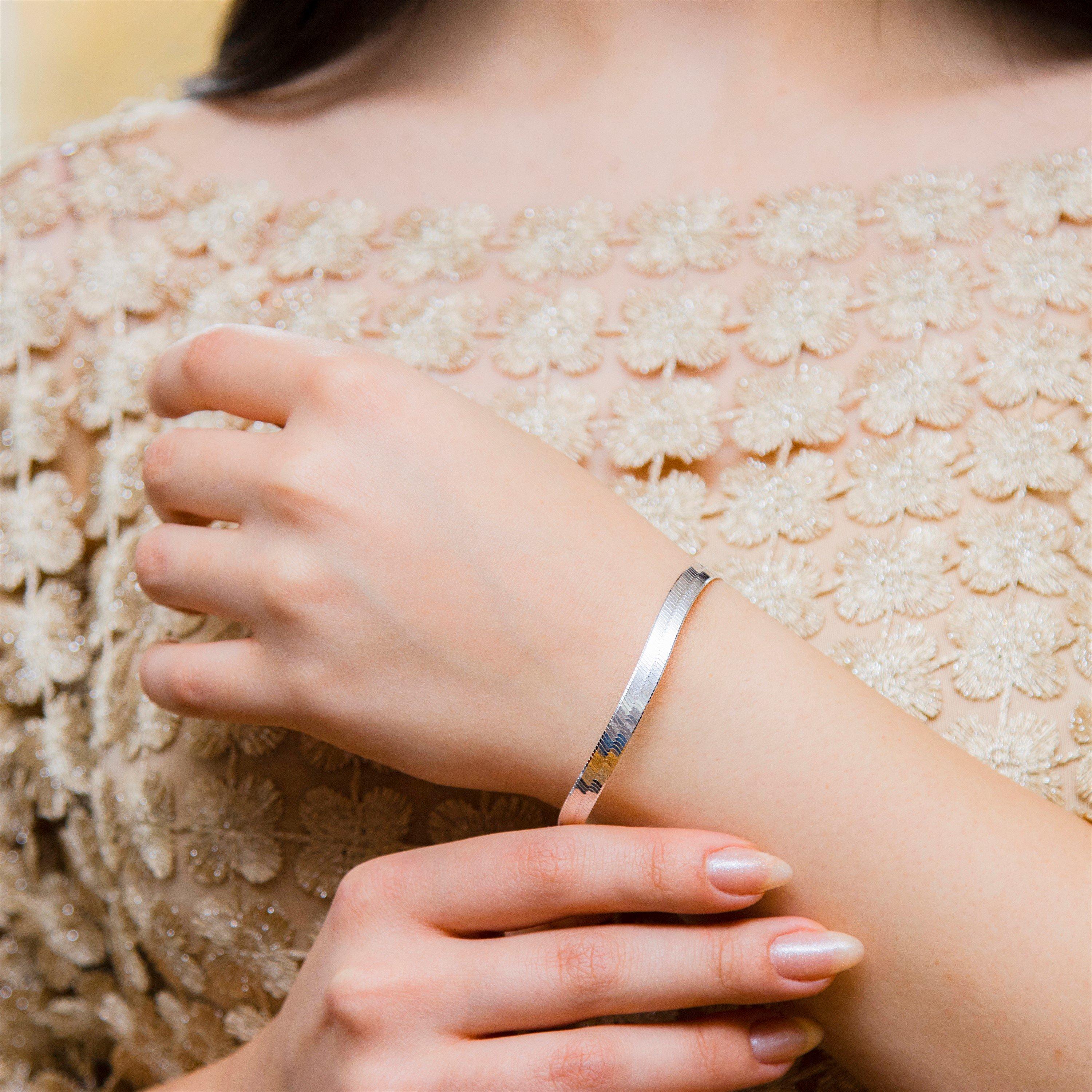 Sterling Silver - Be You - Sterling Silver Triple Herringbone Bracelet - 2