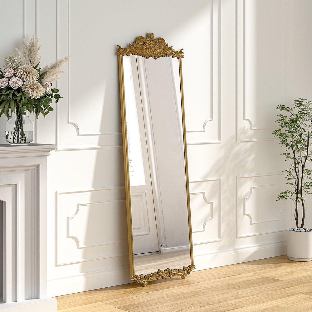 Gold - LIFE IDEAS - Antique Gold Metal Ornate Full-Length Mirror - 1
