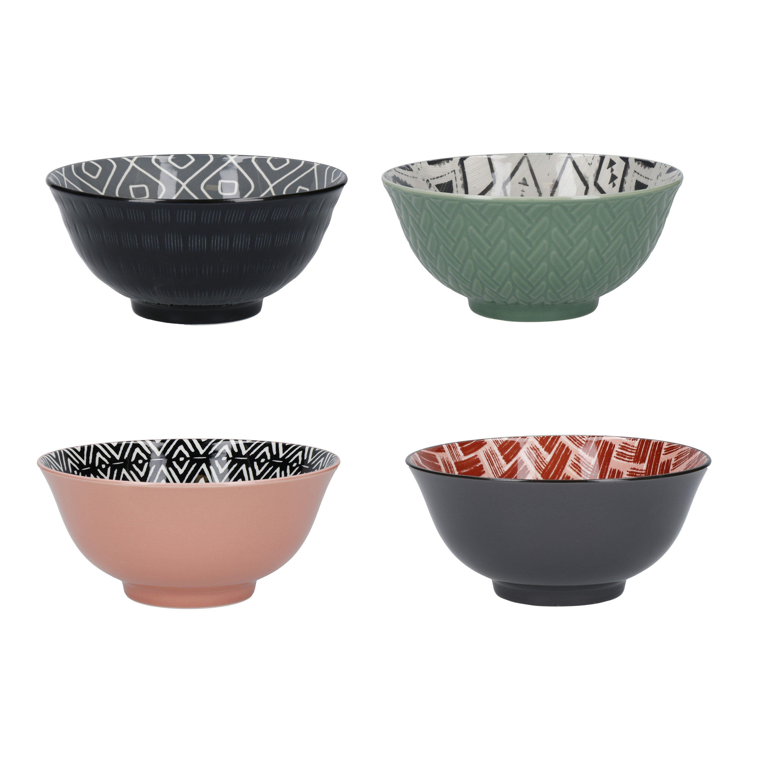 Kitchencraft  Patterned Ceramic Cereal Bowls - Mixed  of 4