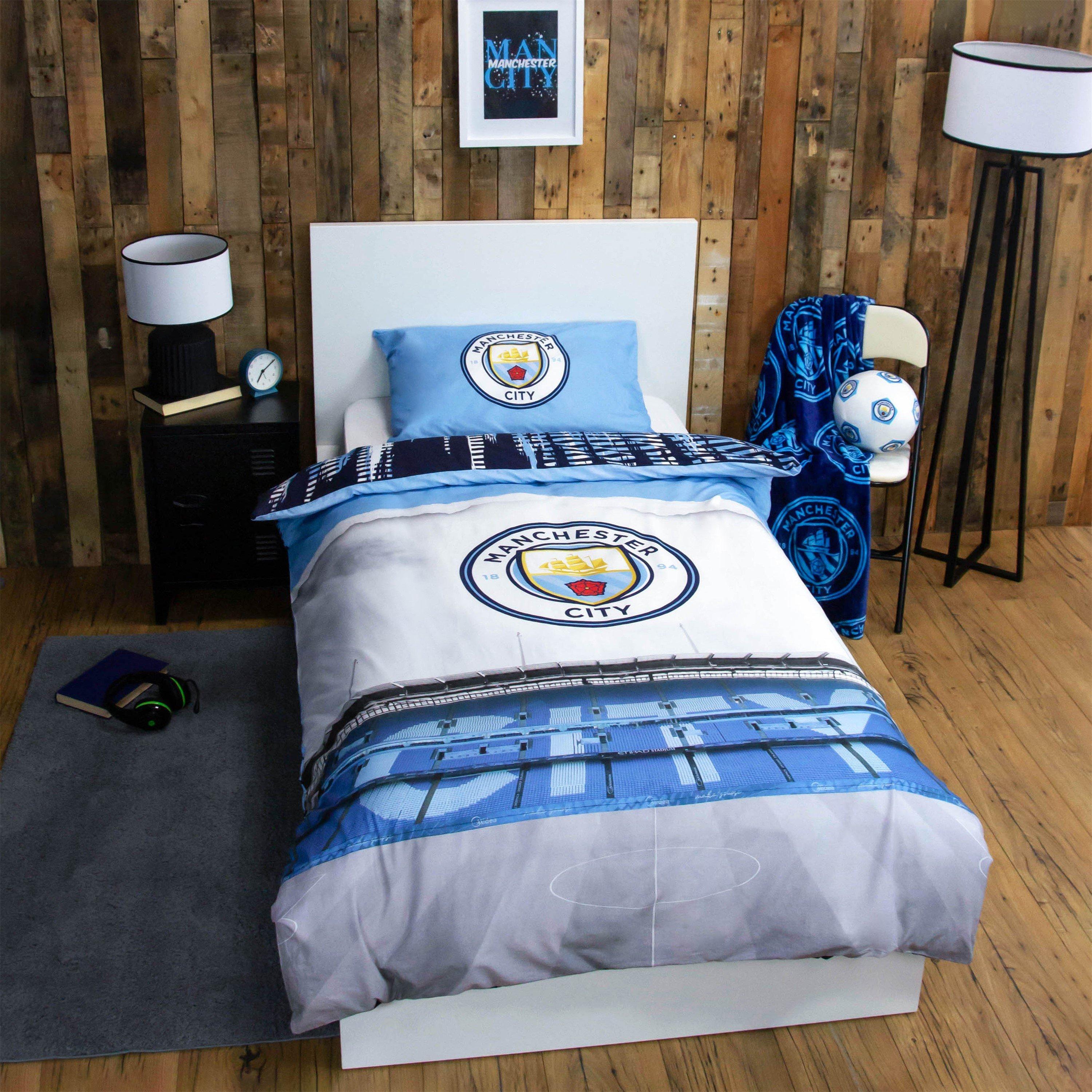 Team  Manchester City Fc Stadium Single Panel Duvet - Blue - Single