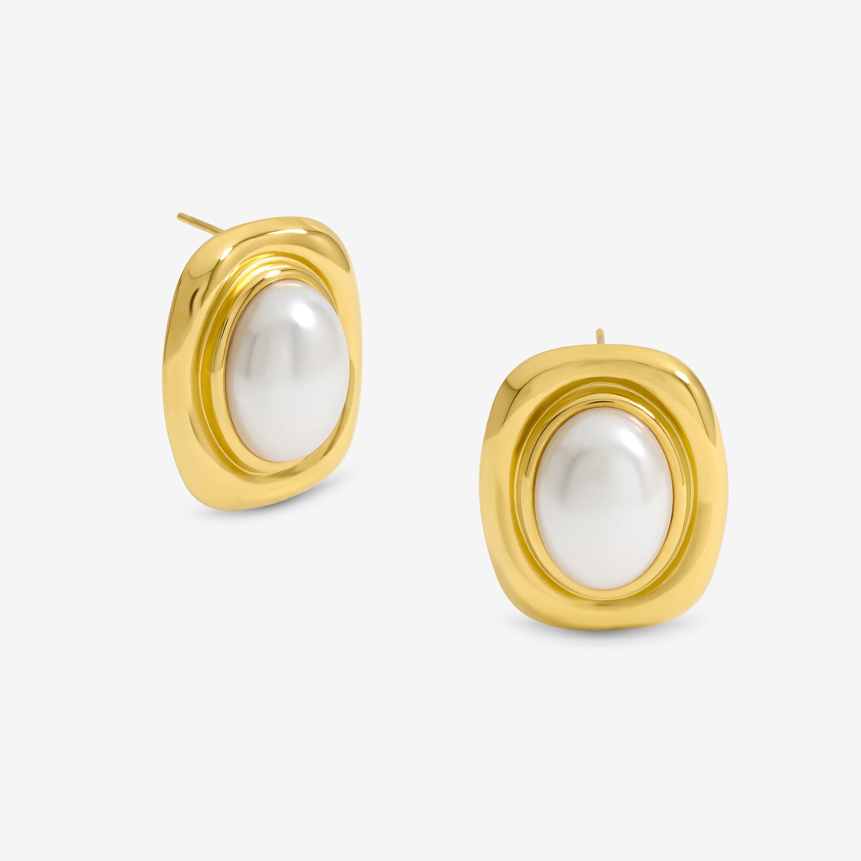 Gold - Jon Richard - Gold Plated And Pearl Polished Earrings - 1