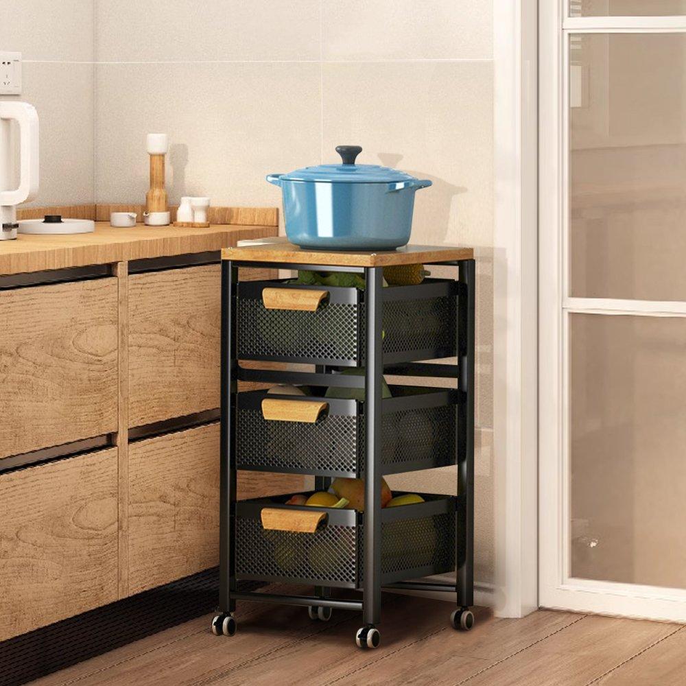 Black - LIFE IDEAS - 4-Tier Pull-Out Storage Rack for Kitchen - 1