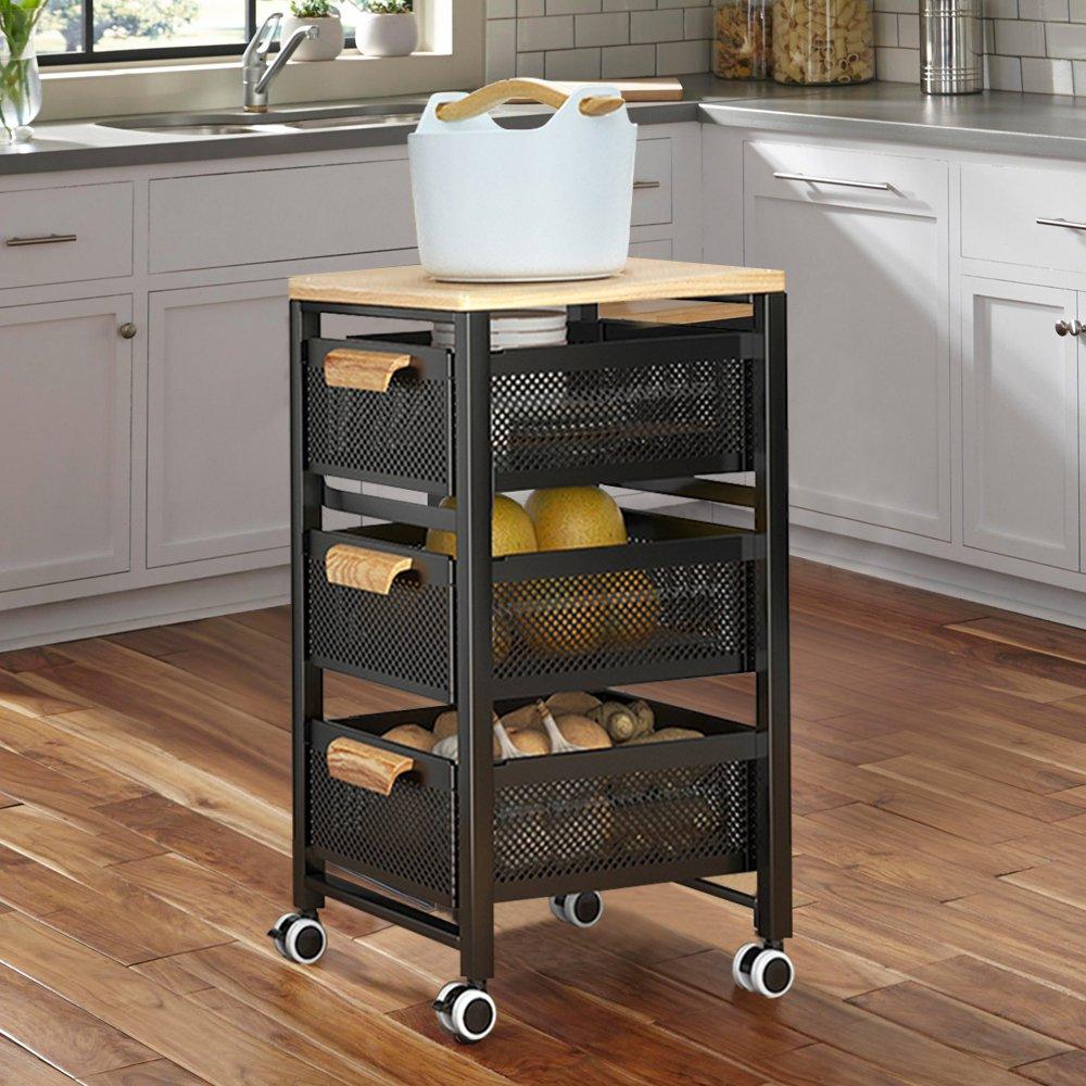Black - LIFE IDEAS - 4-Tier Pull-Out Storage Rack for Kitchen - 2