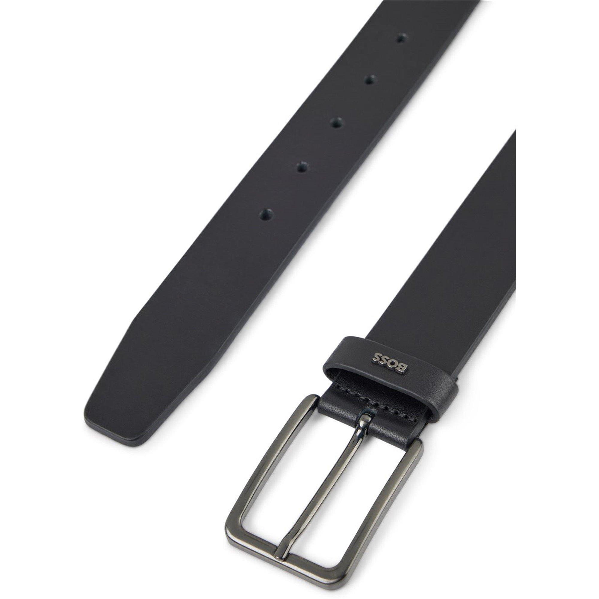 Black 001 - Boss - Men's Leather Logo Belt with Distinguished Hardware - 2