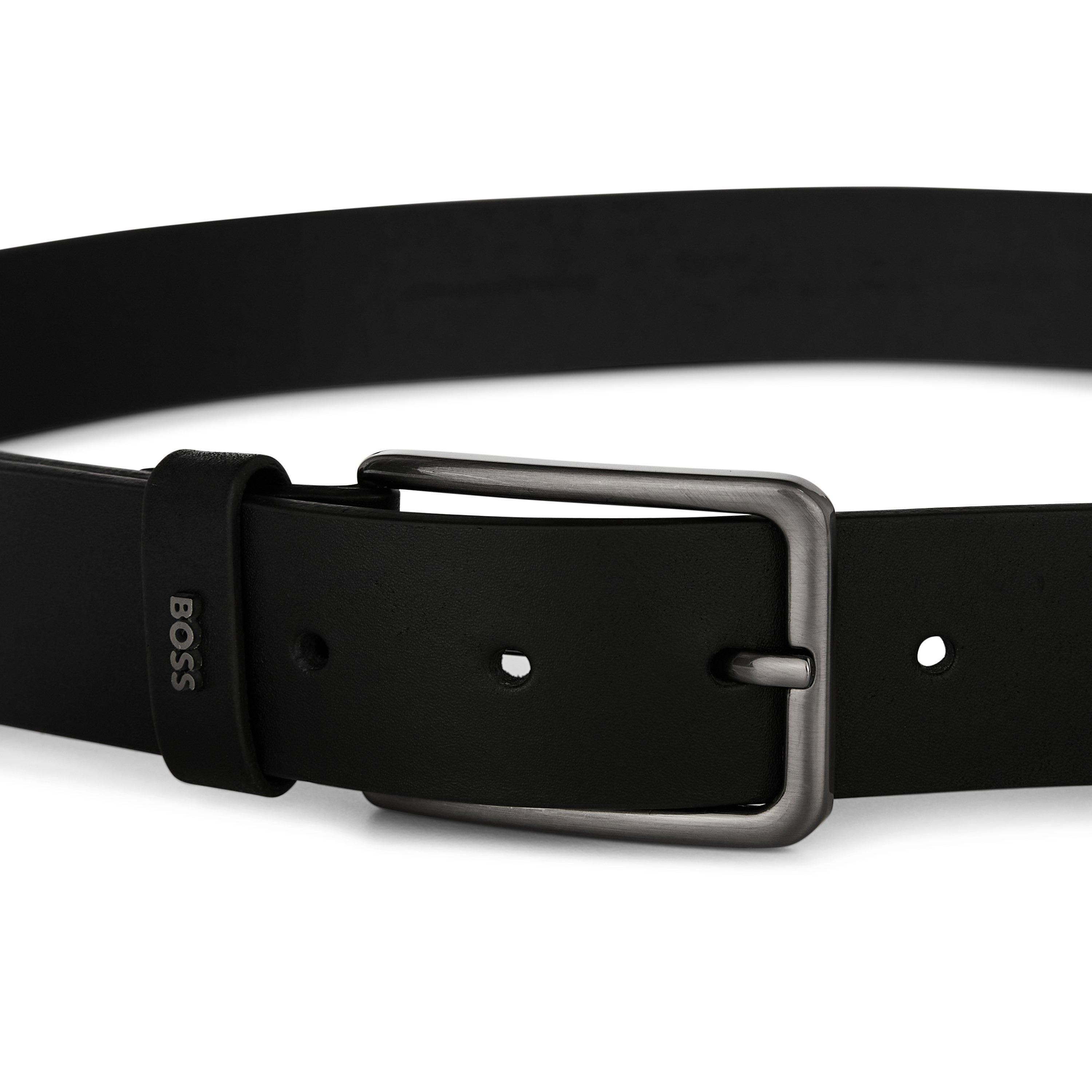 Black 001 - Boss - Men's Leather Logo Belt with Distinguished Hardware - 4