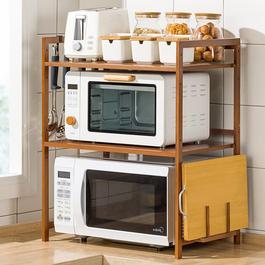 LIFE IDEAS Wooden Spice Rack Organizer with Hooks