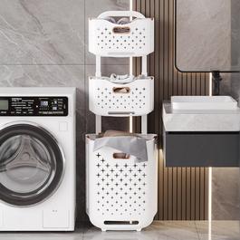 LIFE IDEAS 3-Tier Foldable Laundry Baskets with Casters