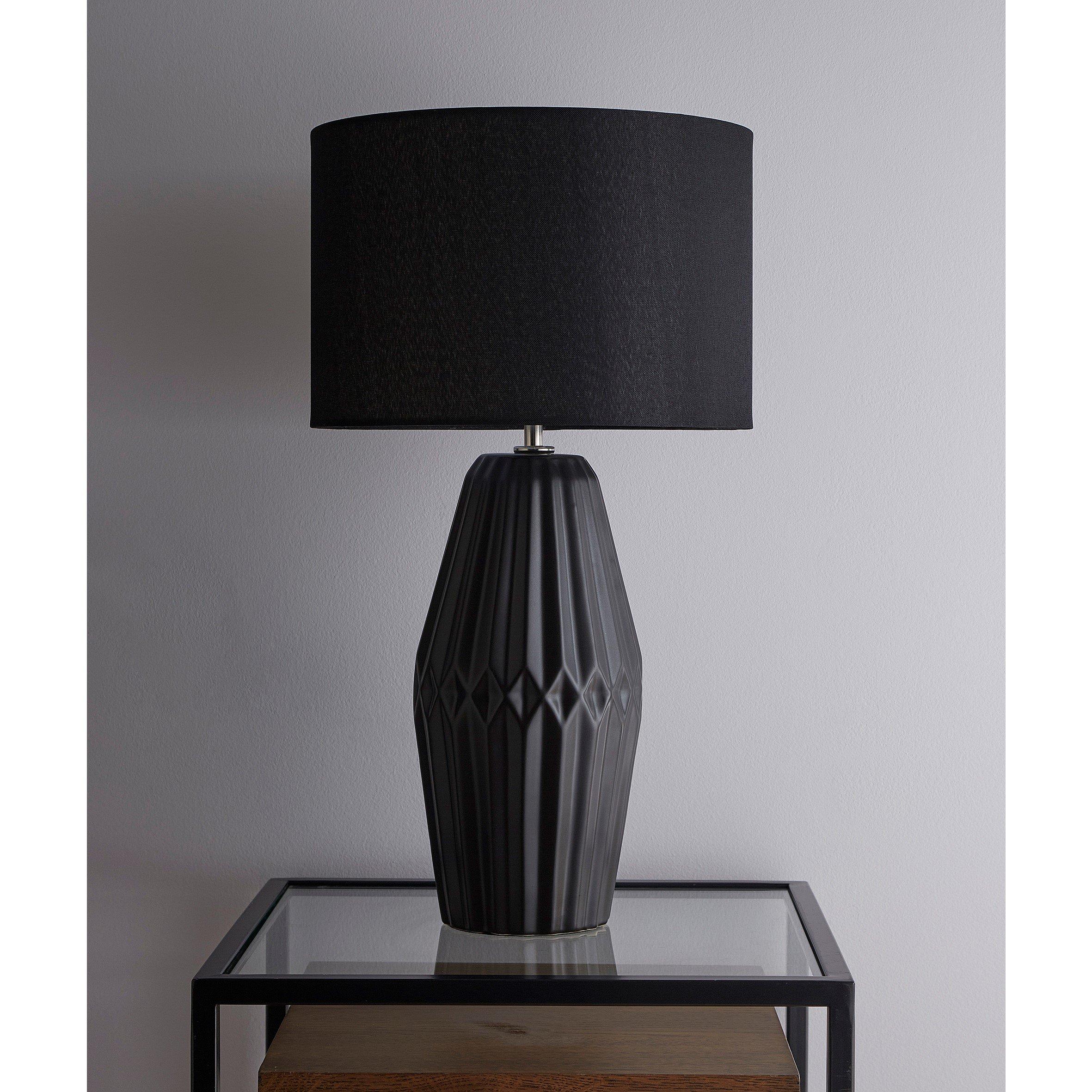 K Living  Nyon Ceramic Table Lamp With Matching Shade Black
