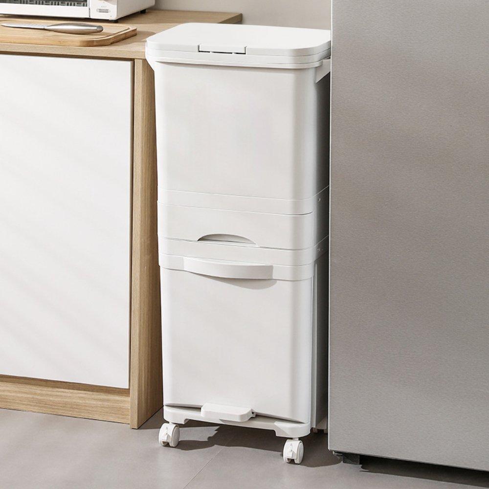 White - LIFE IDEAS - 49L 3-Tier Dry Wet Separation Trash Bin - 2
