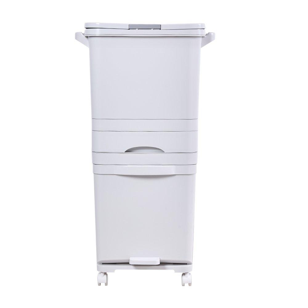 White - LIFE IDEAS - 49L 3-Tier Dry Wet Separation Trash Bin - 3