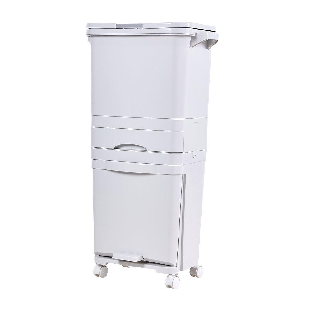 White - LIFE IDEAS - 49L 3-Tier Dry Wet Separation Trash Bin - 4