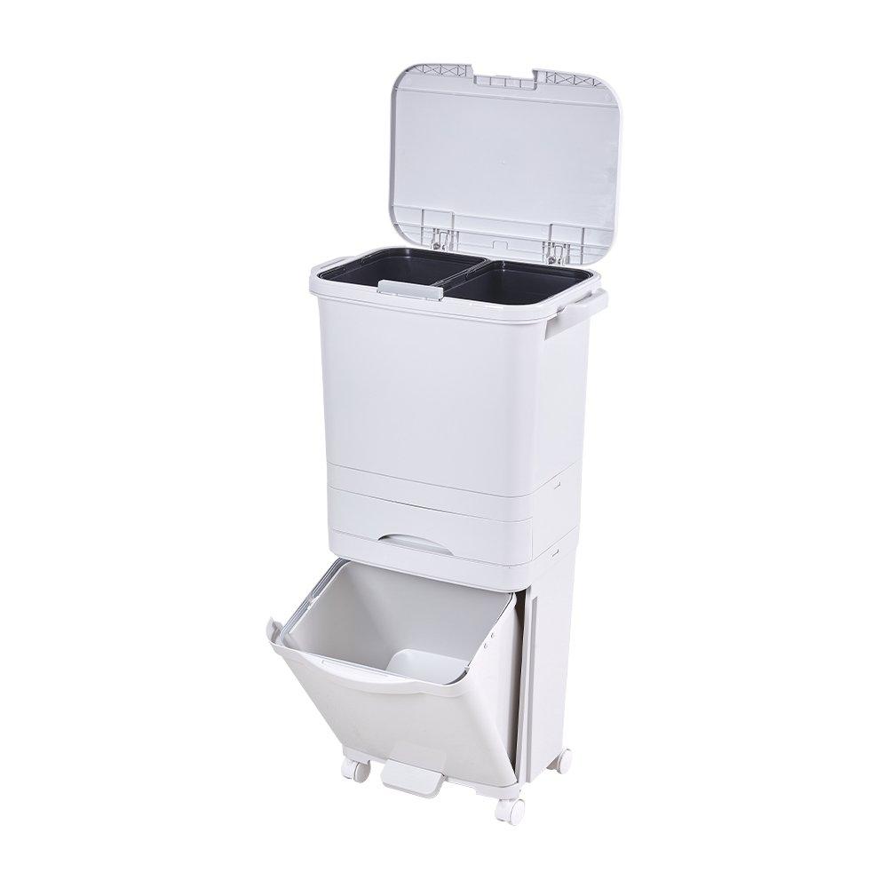 White - LIFE IDEAS - 49L 3-Tier Dry Wet Separation Trash Bin - 6