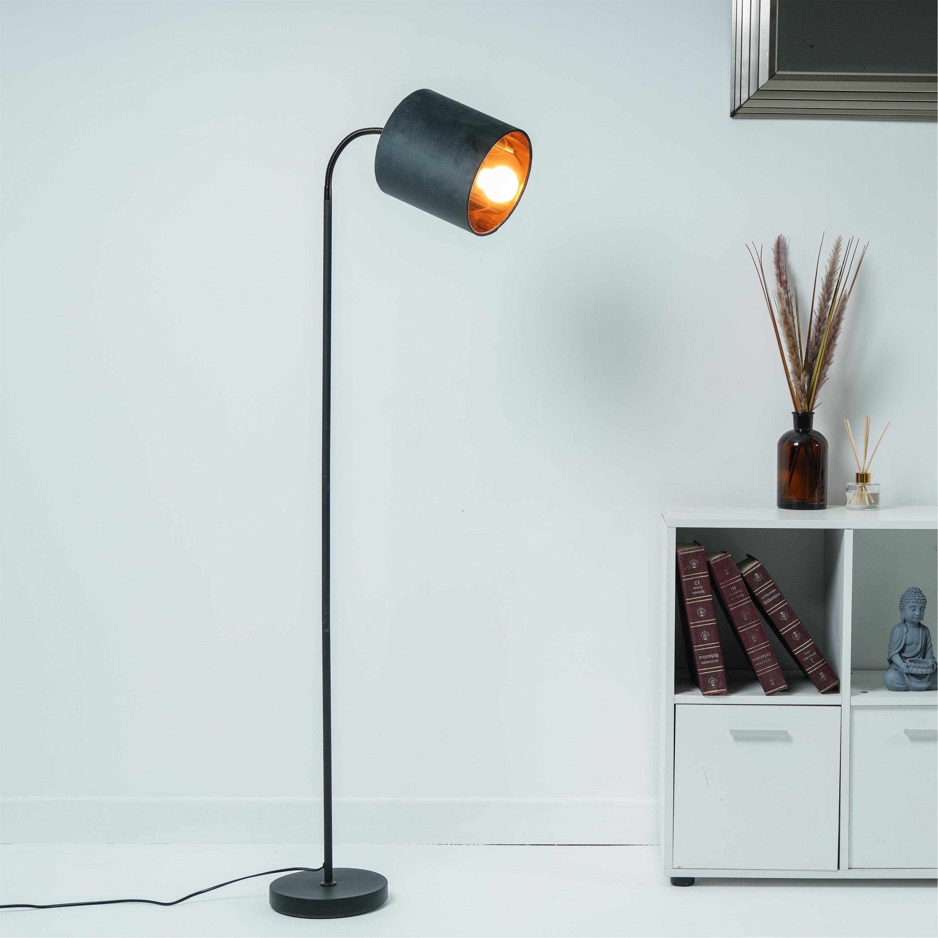 K Living  Hove Floor Lamp With Shade Grey
