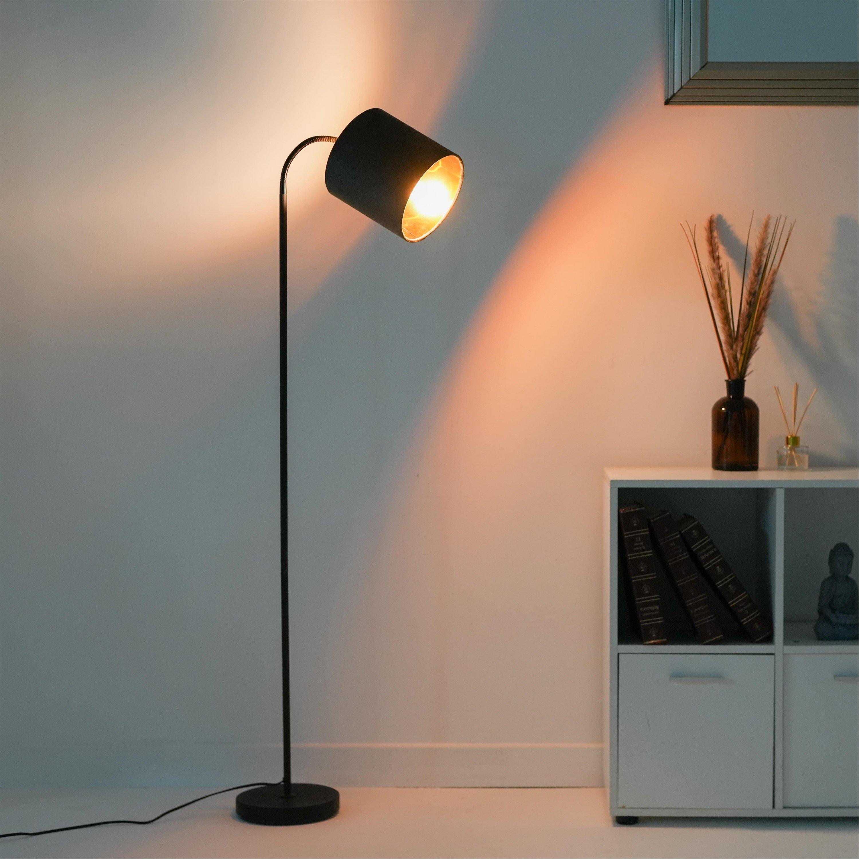 Grey - K Living - Hove Floor Lamp with Grey Shade - 2