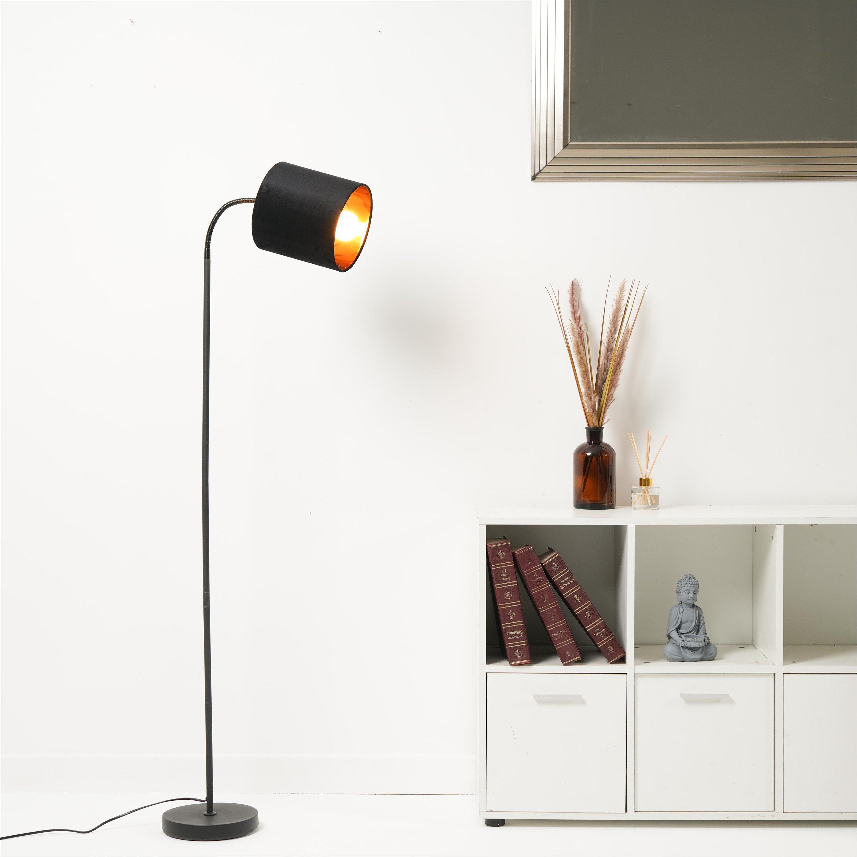 Black - K Living - Hove Floor Lamp with Black Shade - 2