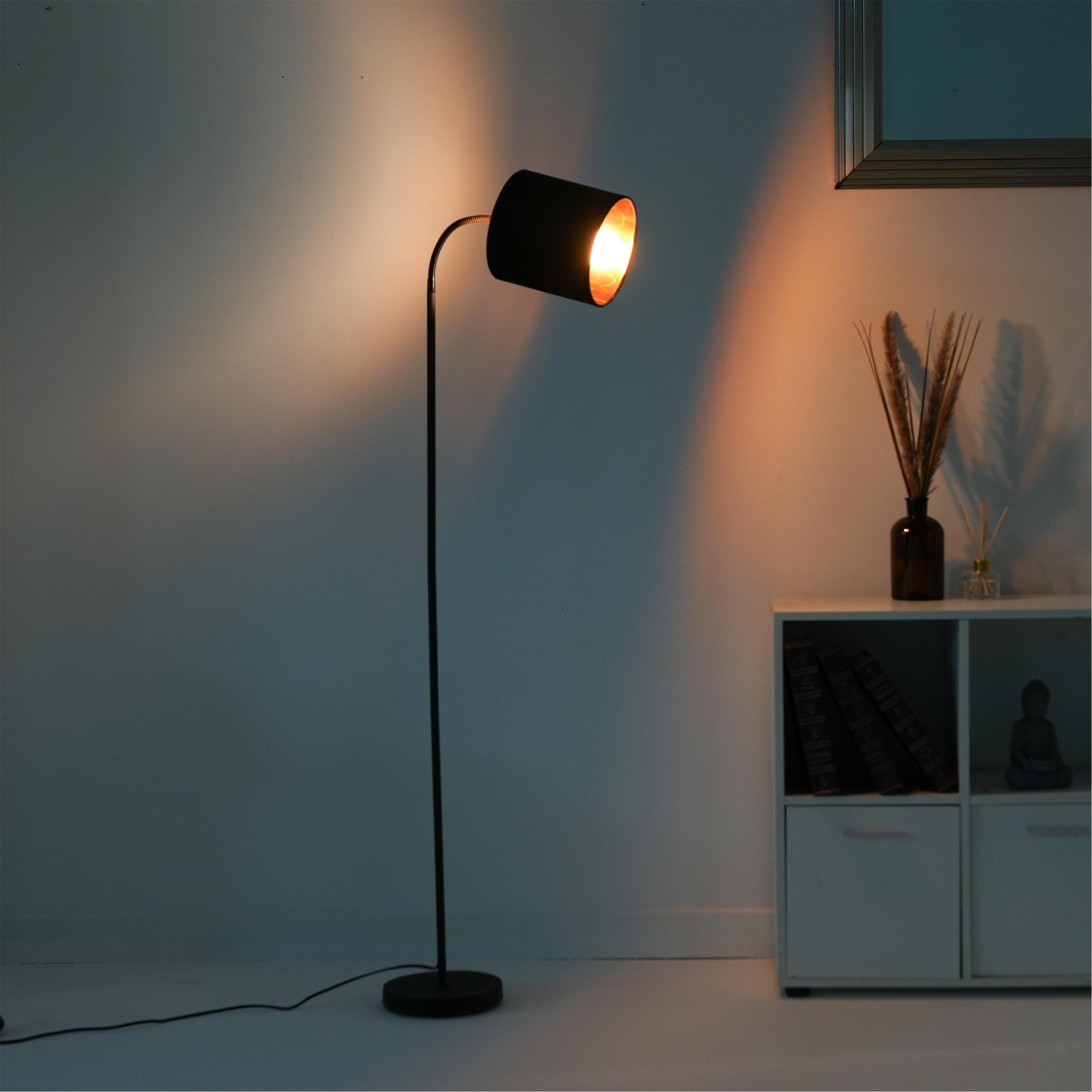 Black - K Living - Hove Floor Lamp with Black Shade - 3