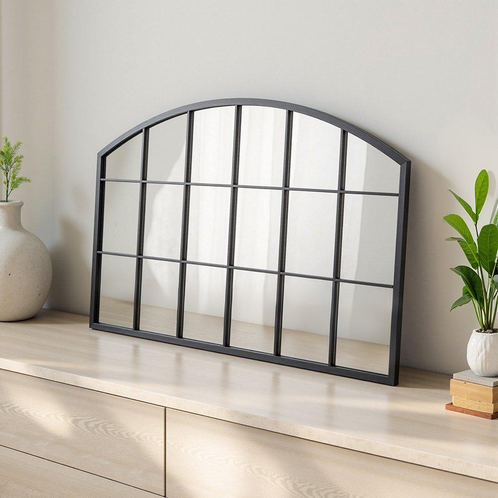 Black - LIFE IDEAS - Arched Wall Mirror for Decor Black Framed Wall - 1