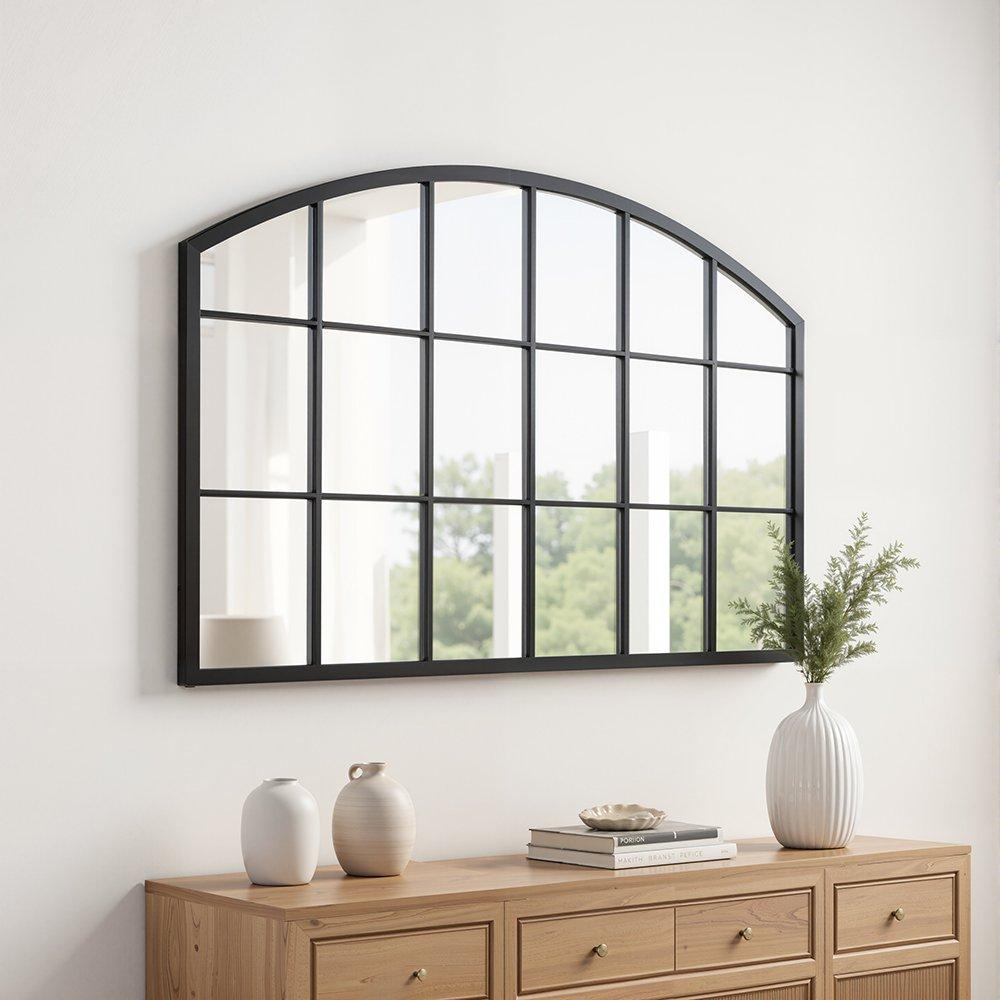 Black - LIFE IDEAS - Arched Wall Mirror for Decor Black Framed Wall - 2