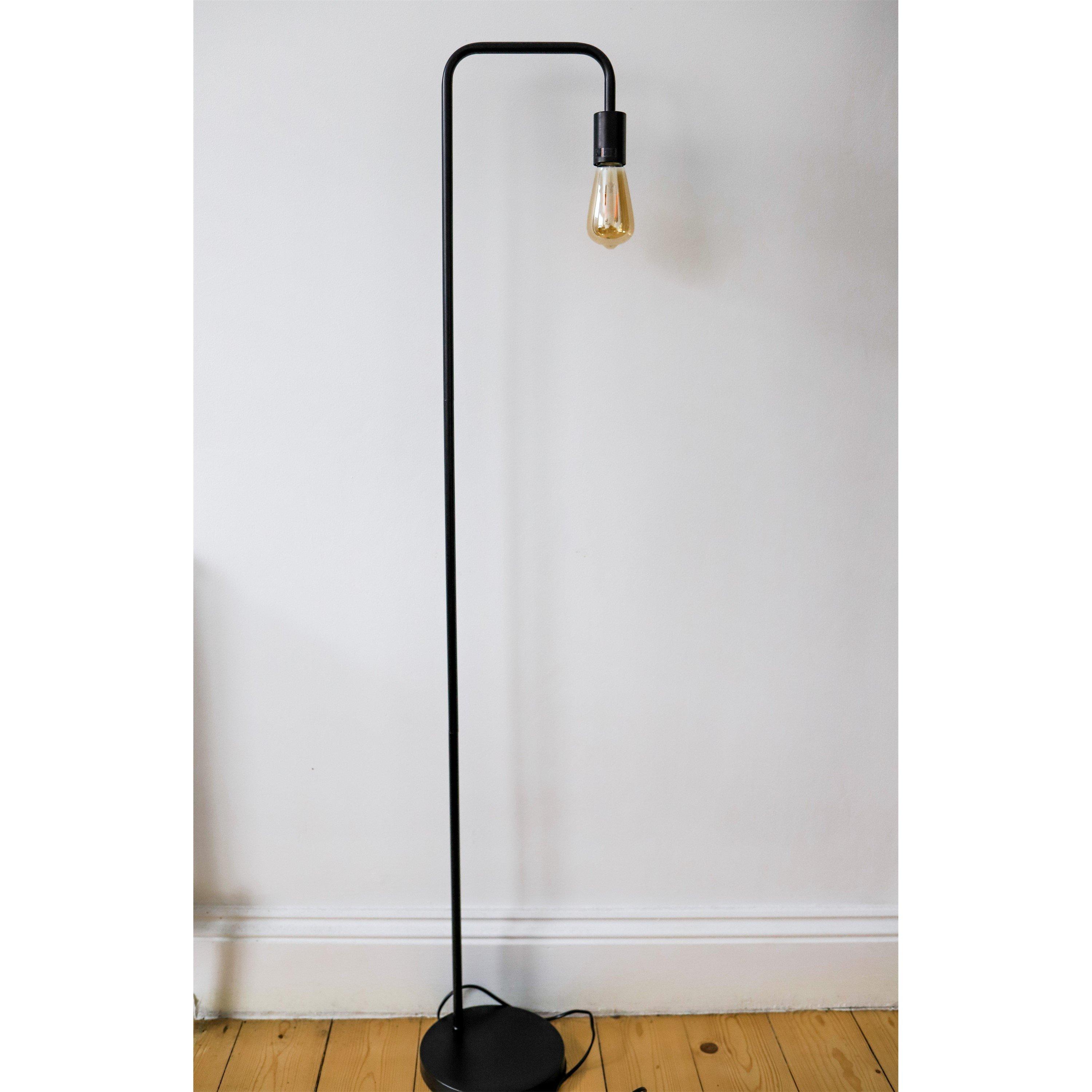 K Living  Caitlin Industrial Filament Bulb Floor Lamp Black