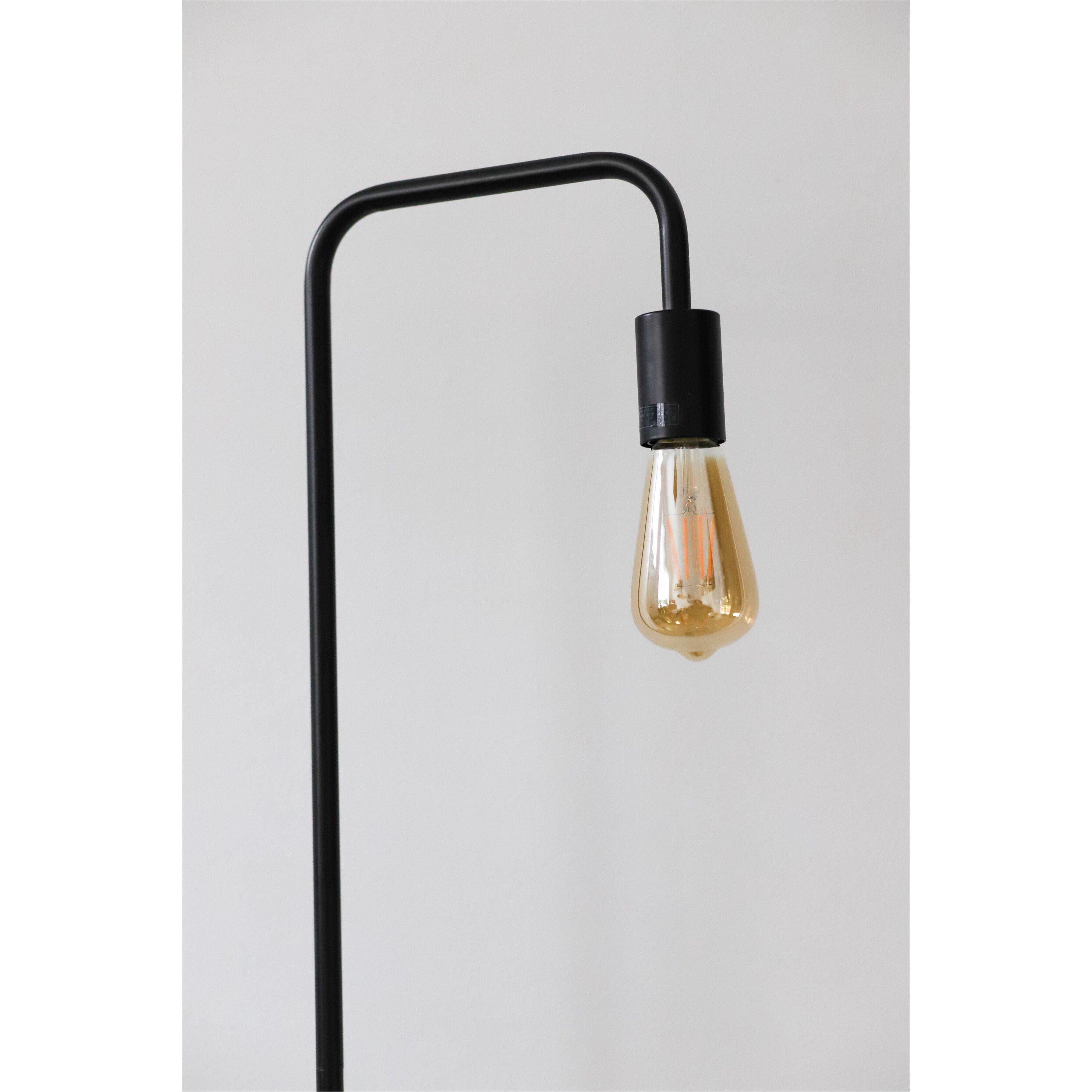 Black - K Living - Caitlin Industrial Filament Bulb Floor Lamp Black - 4