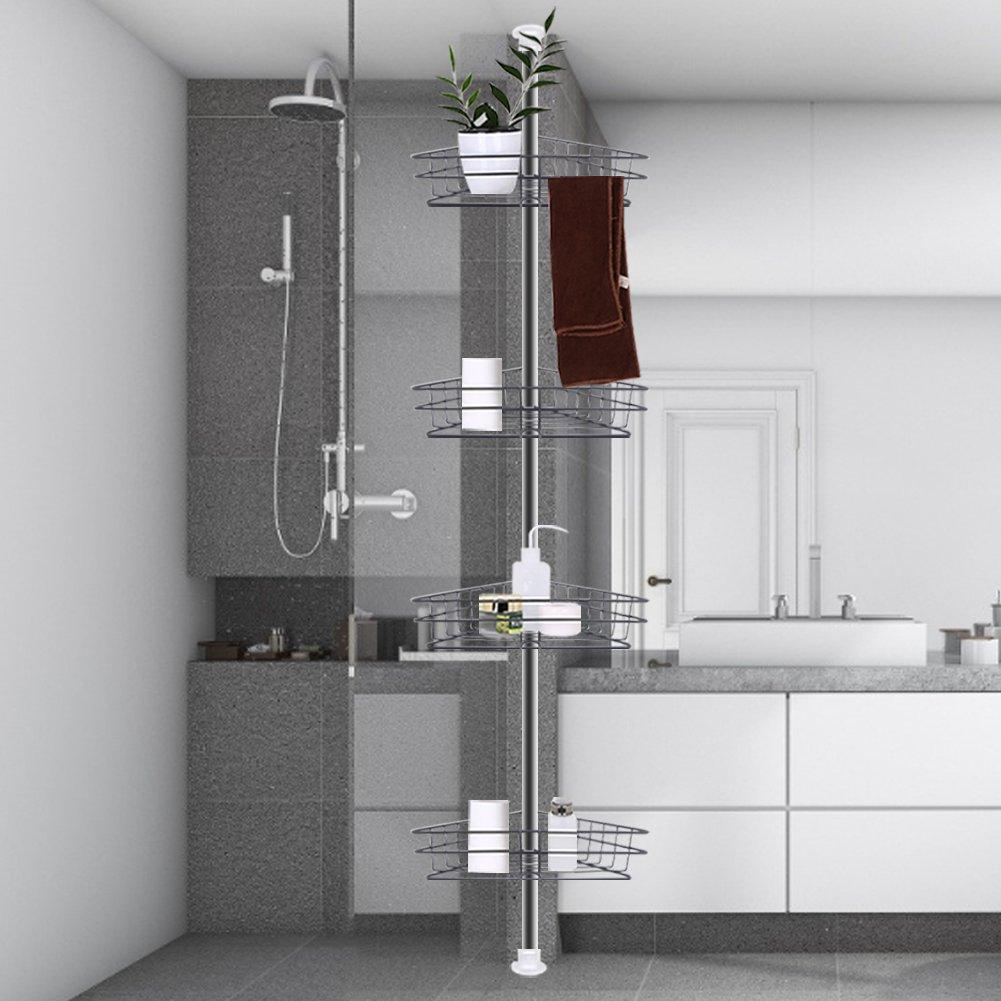 Black - LIFE IDEAS - 4 Tier Metal Corner Shower Shelf Black - 2