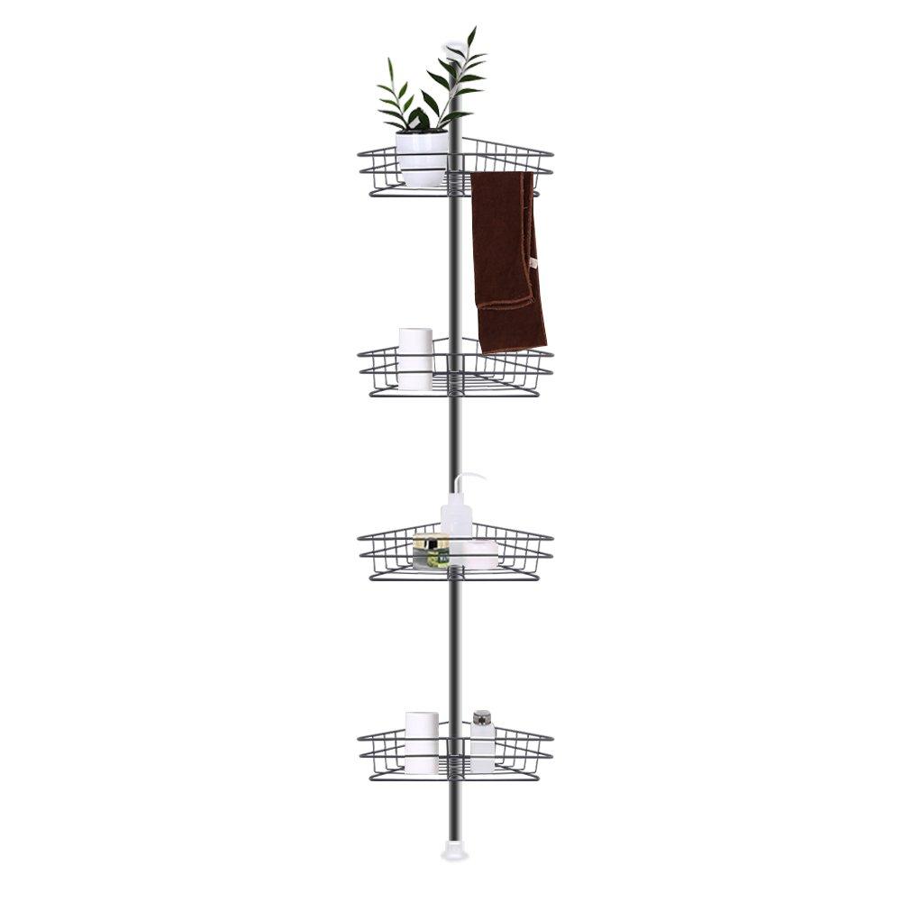 Black - LIFE IDEAS - 4 Tier Metal Corner Shower Shelf Black - 7
