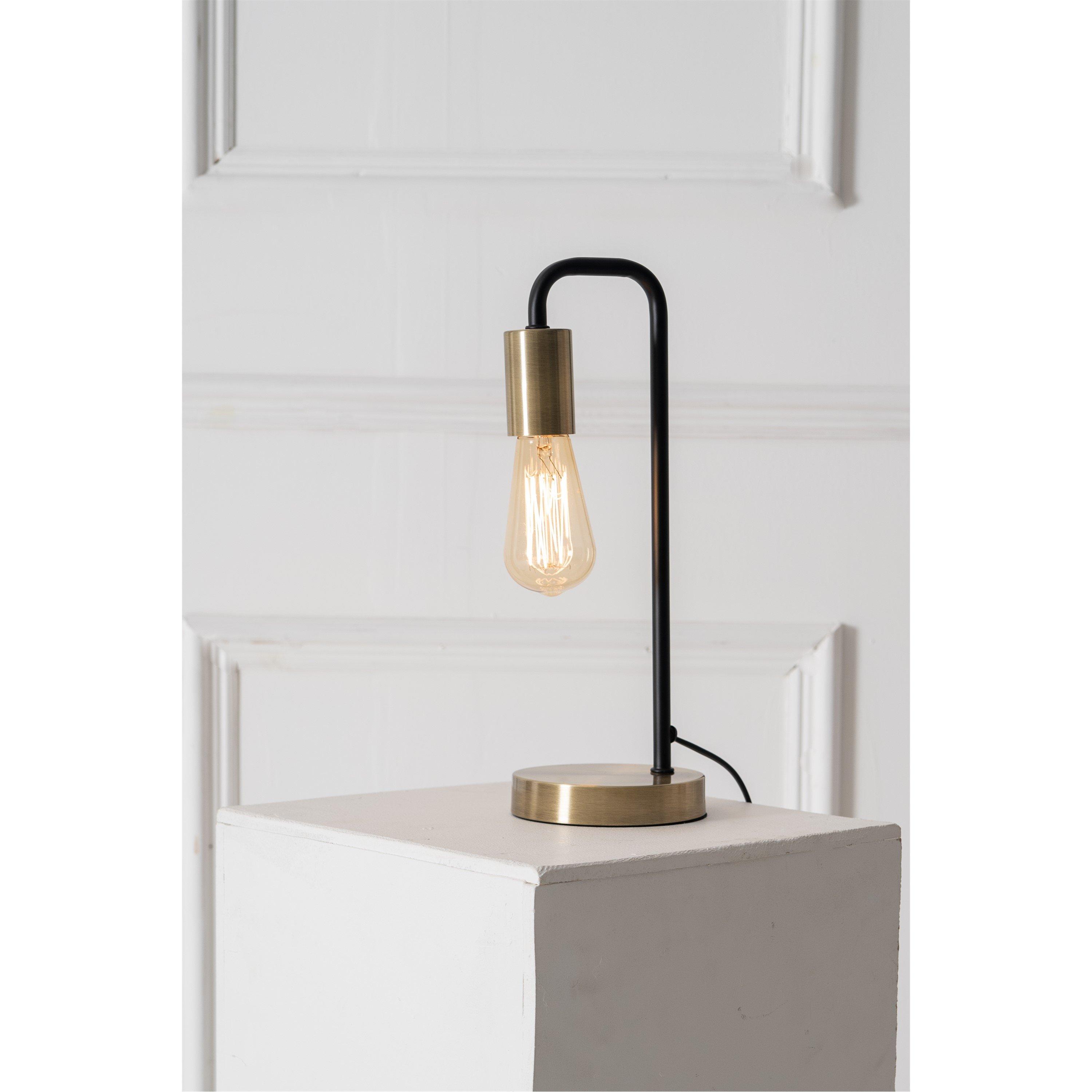 Antique Brass - K Living - Caitlin Industrial Filament Bulb Table Desk Lamp ( - 1