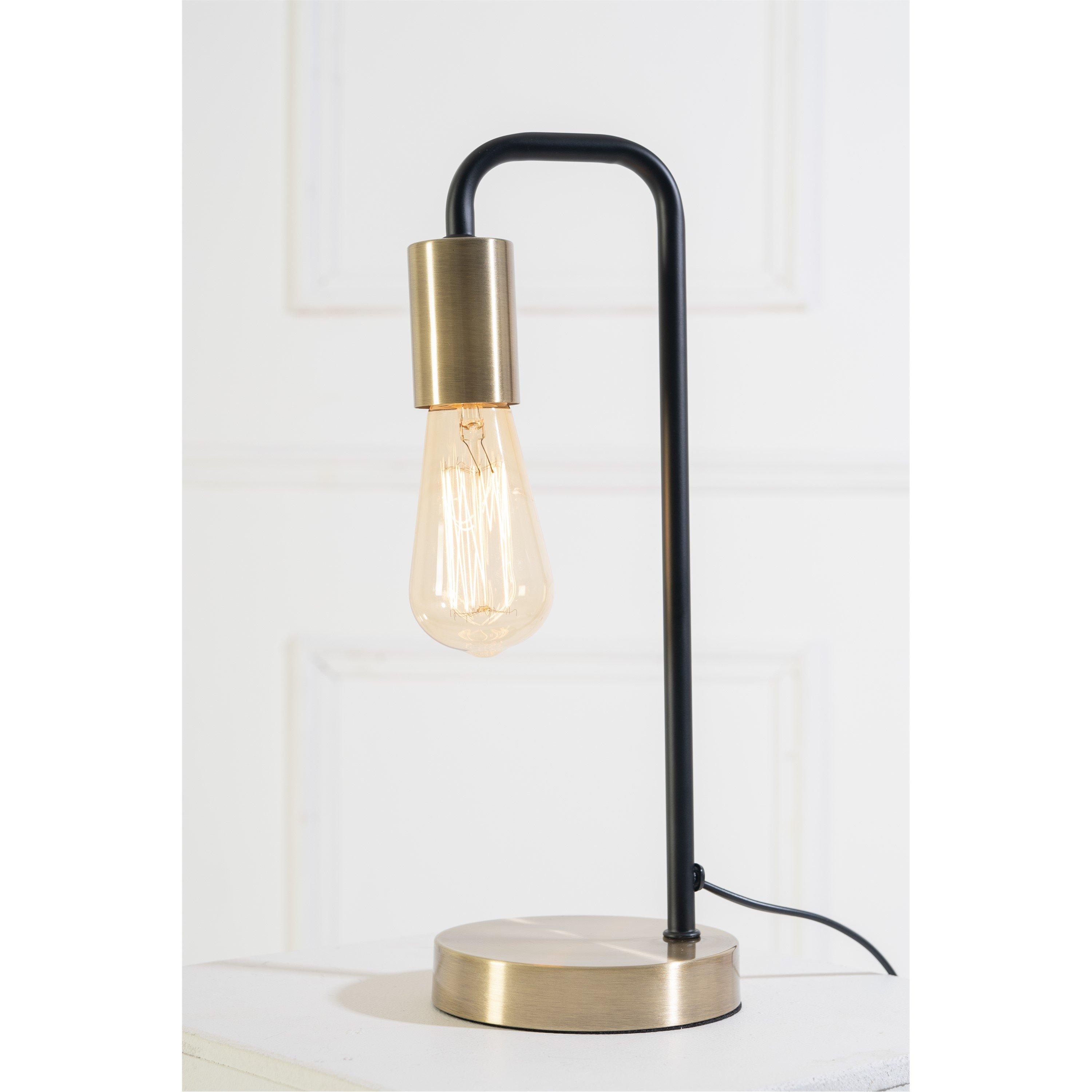 Antique Brass - K Living - Caitlin Industrial Filament Bulb Table Desk Lamp ( - 2