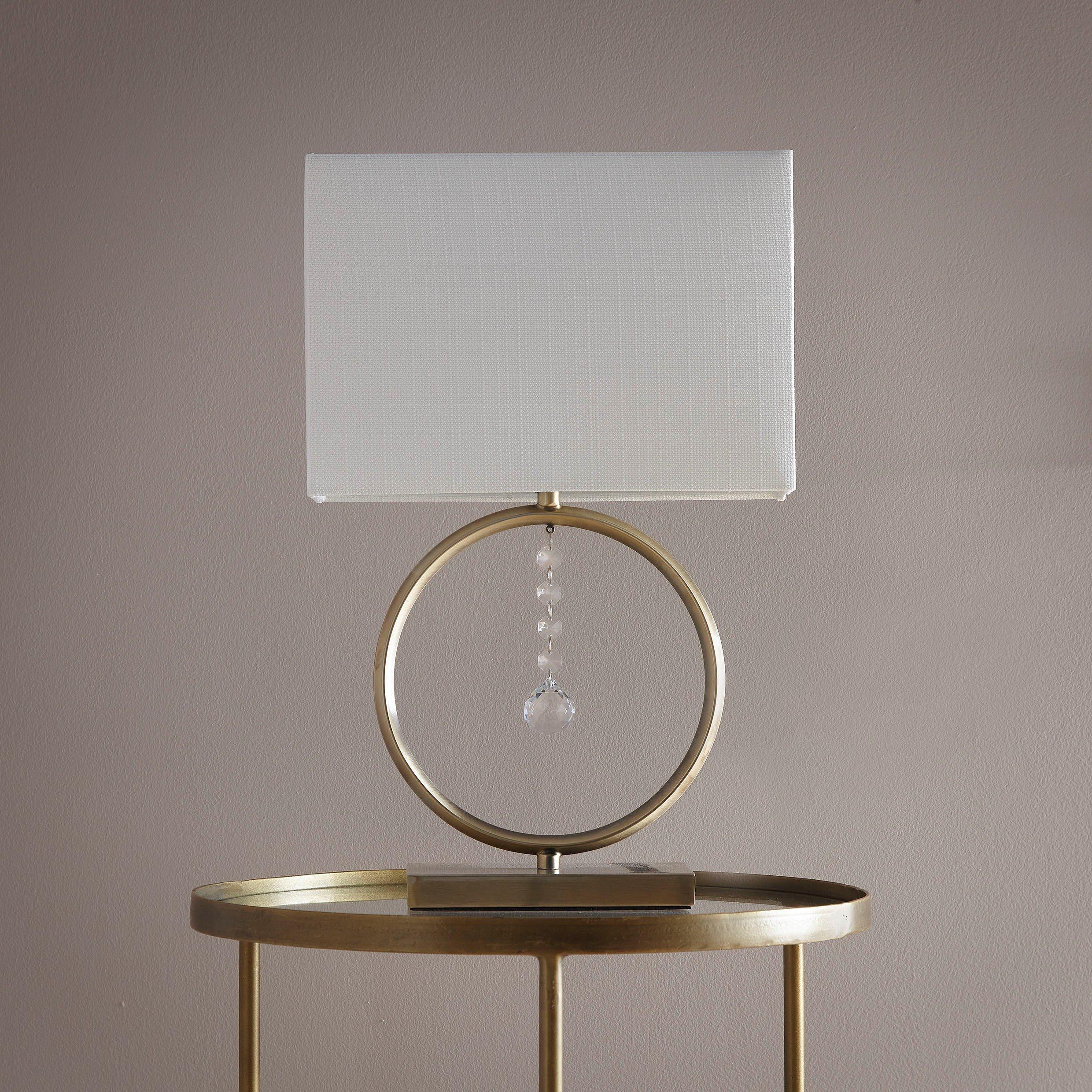 K Living  Lizzy Table Lamp With Cream Shade Antique Brass