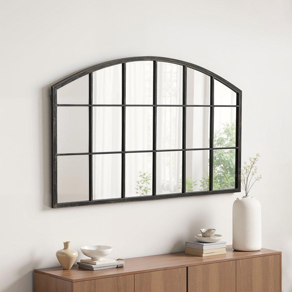 Brown - LIFE IDEAS - Framed Arched Wall Mirror for Decor - 1
