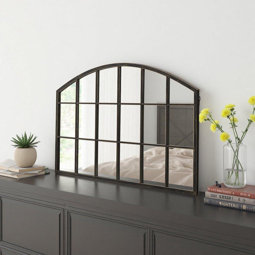 Brown - LIFE IDEAS - Framed Arched Wall Mirror for Decor - 2