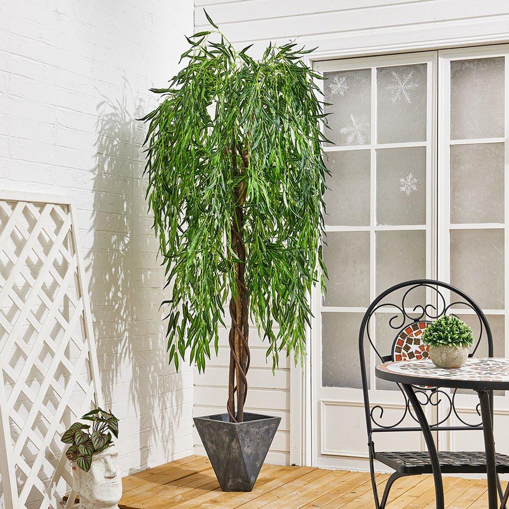 Green - LIFE IDEAS - Lifelike Artificial Willow Tree 180cm Tall - 1