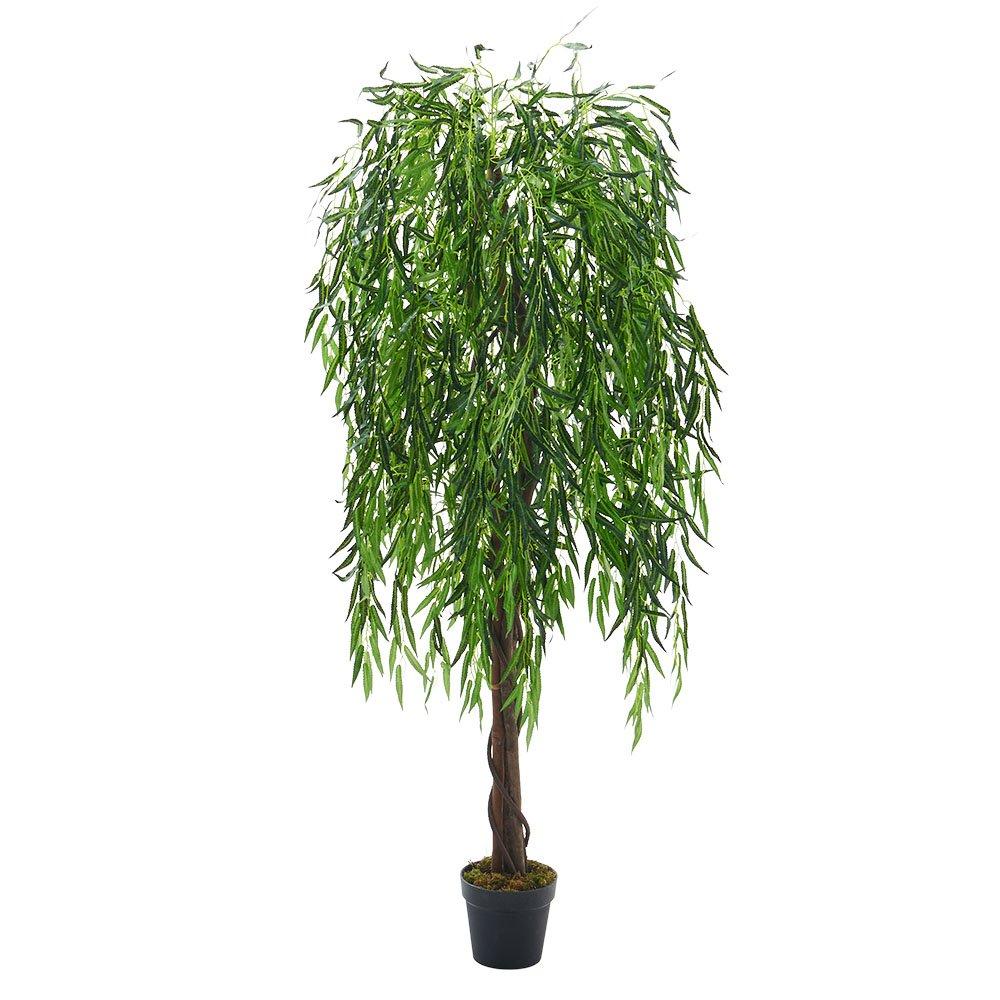 Green - LIFE IDEAS - Lifelike Artificial Willow Tree 180cm Tall - 3
