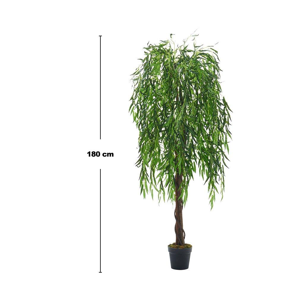 Green - LIFE IDEAS - Lifelike Artificial Willow Tree 180cm Tall - 7
