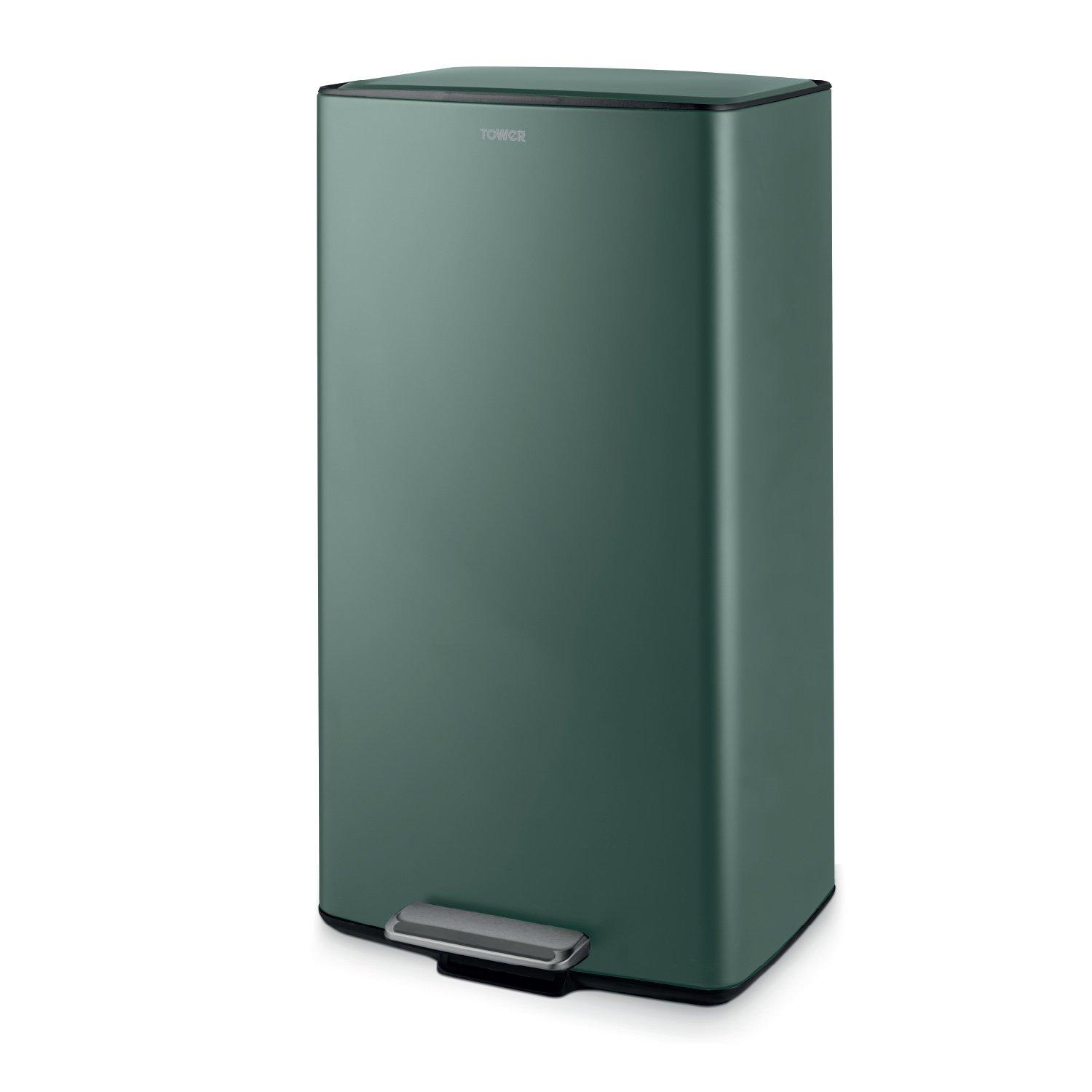Forest Green - Tower - 40L Rectangular Pedal Bin - 1