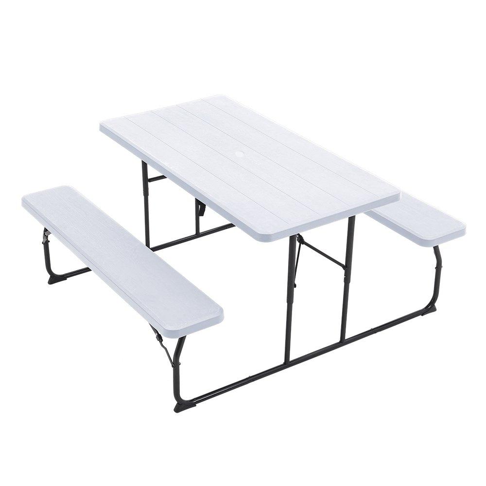 White - Breeins - 74x180x160cm Foldable Picnic Table and Bench Set - 1