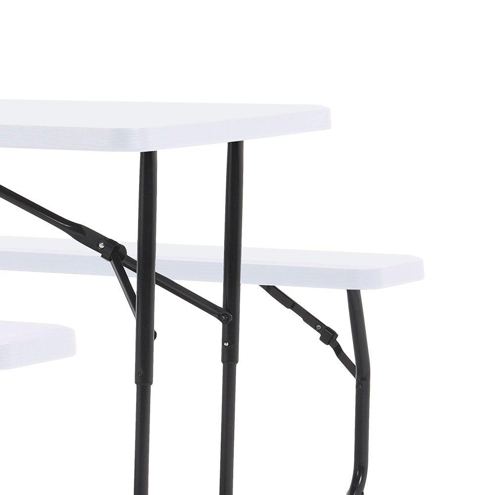 White - Breeins - 74x180x160cm Foldable Picnic Table and Bench Set - 6