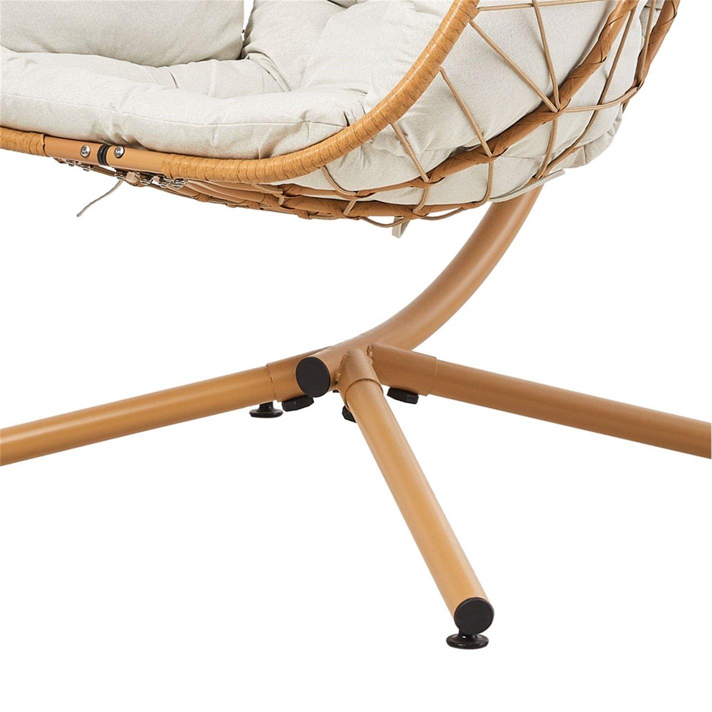 Beige - Breeins - Swing Hanging Egg Chair with Cushion and Pillow - 7