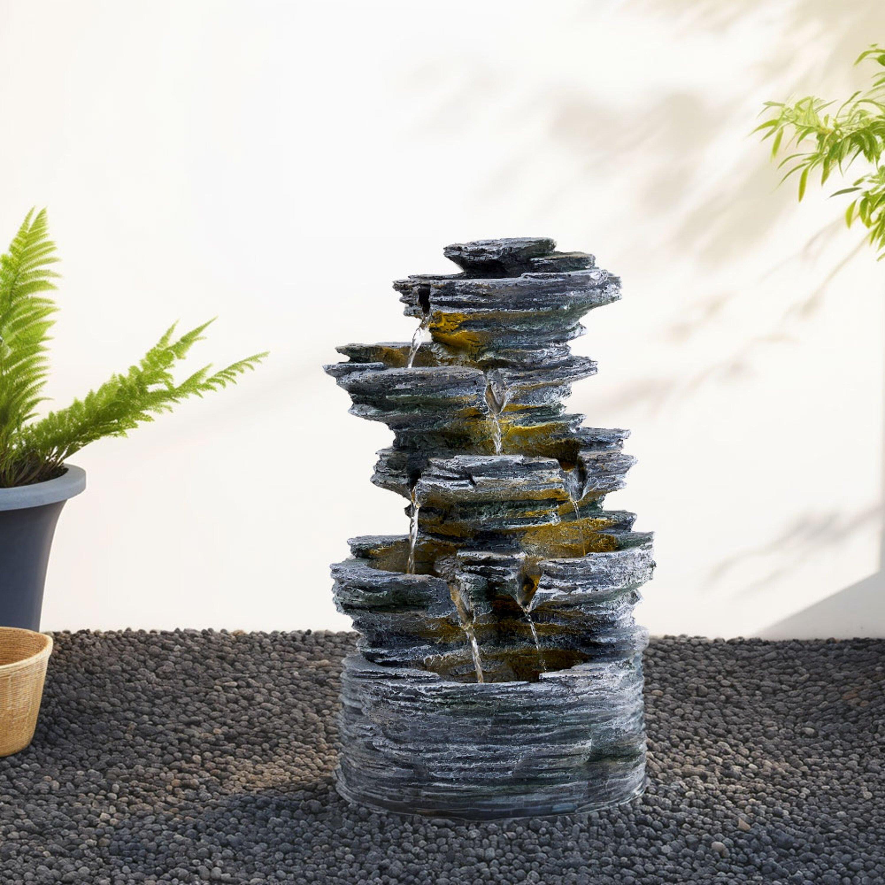 Grey - Breeins - Outdoor Solar-Powered Water Fountain Decor - 2