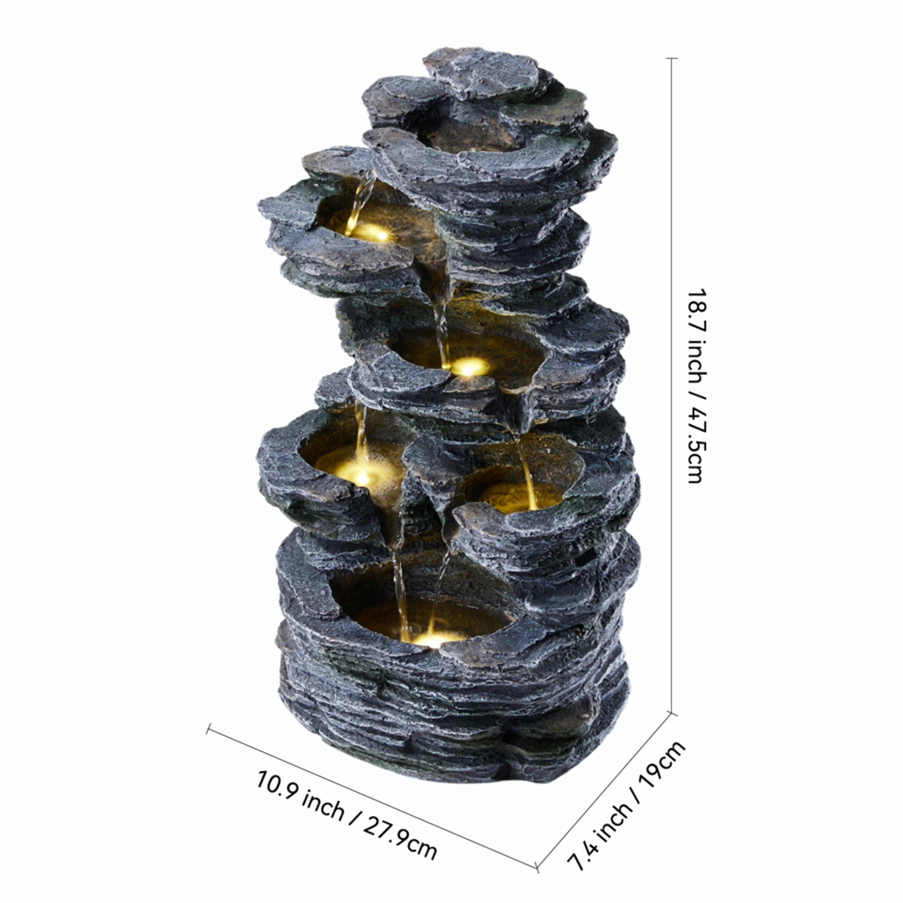 Grey - Breeins - Outdoor Solar-Powered Water Fountain Decor - 11