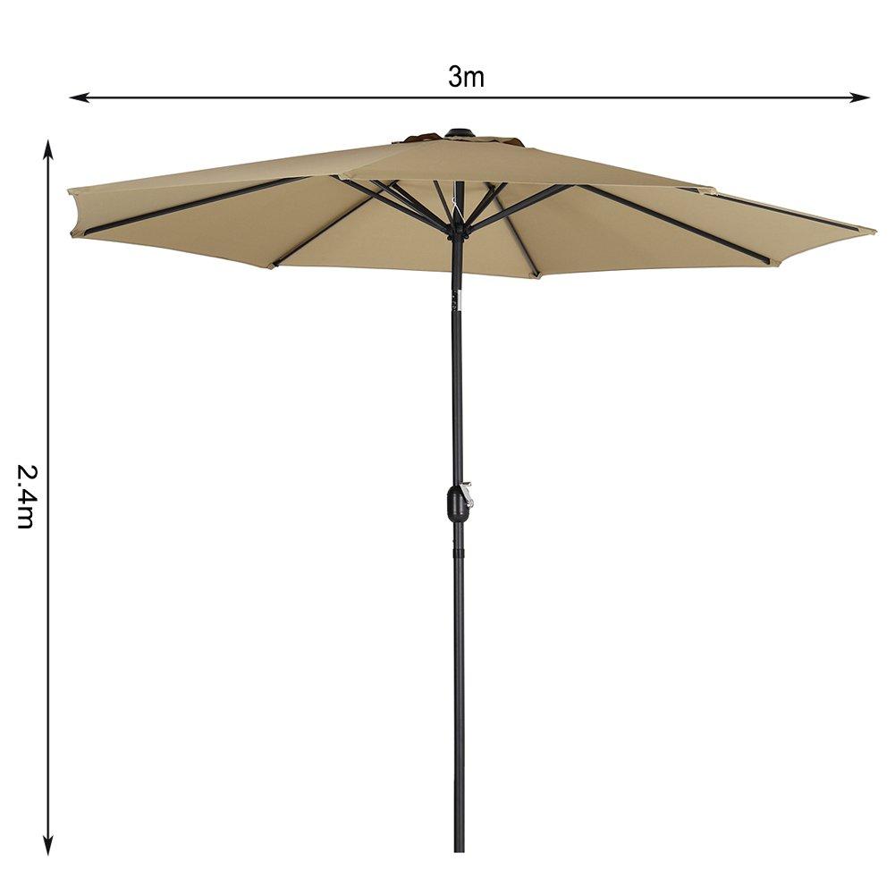 Beige - Breeins - Patio Umbrella Large 3M Traditional Parasol - 10