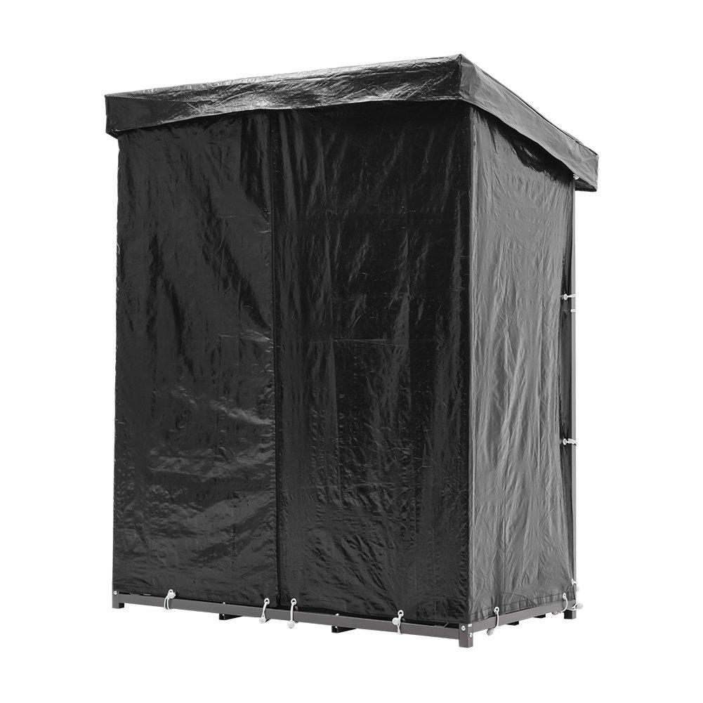 Grey - Breeins - 145cm Metal Firewood Rack with Roof Cover - 4