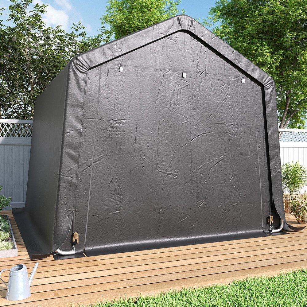 Grey - Breeins - 10x10FT Galvanized Tube Storage Shed - 2