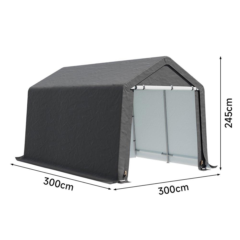 Grey - Breeins - 10x10FT Galvanized Tube Storage Shed - 6