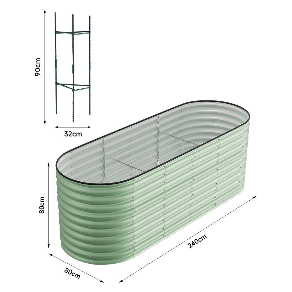 Green - Breeins - Oval-Shaped Galvanized Steel Raised Garden Bed - 6
