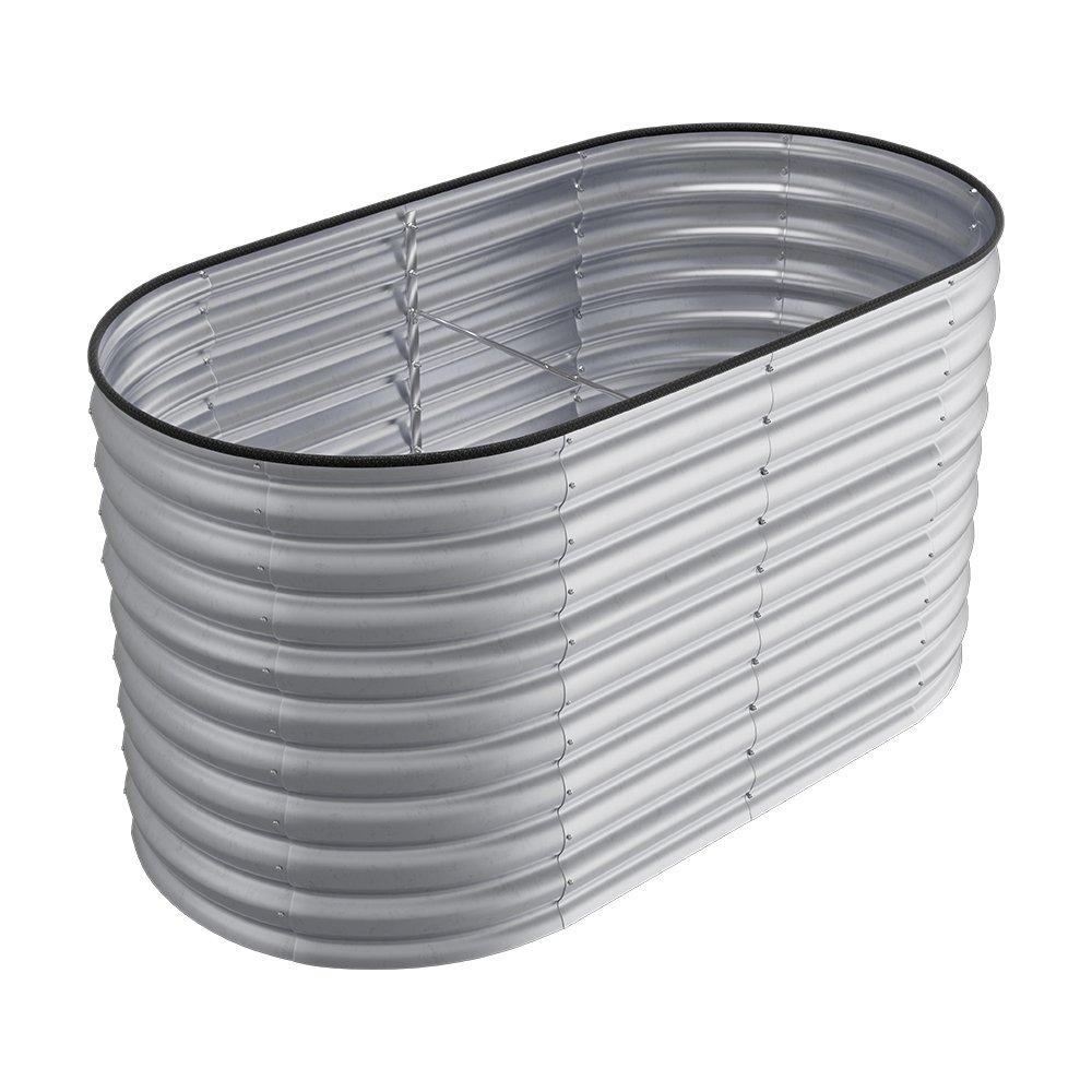Silver - Breeins - Oval Galvanized Steel Raised Garden Bed - 4