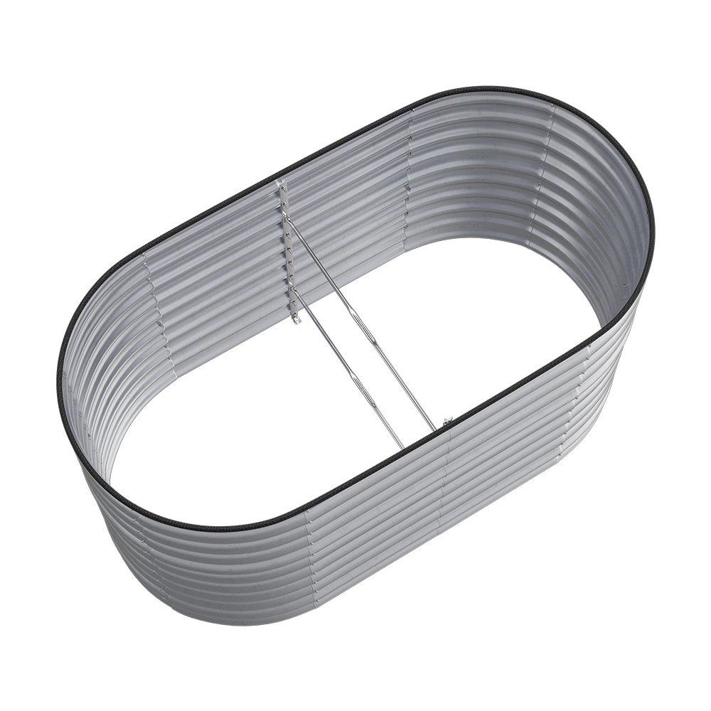 Silver - Breeins - Oval Galvanized Steel Raised Garden Bed - 5