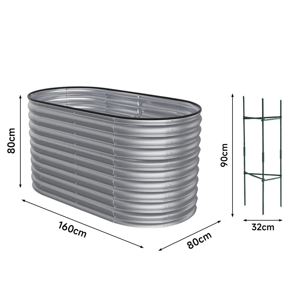 Silver - Breeins - Oval Galvanized Steel Raised Garden Bed - 6